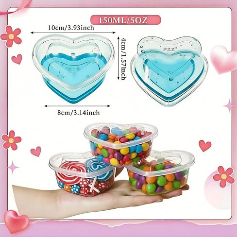 Yinkin 100 Pcs Heart Shaped Storage Containers 5 oz Heart Box Transparent Plastic Heart Containers with Lids Organizer Box for DIY Art Craft Making in Kuwait