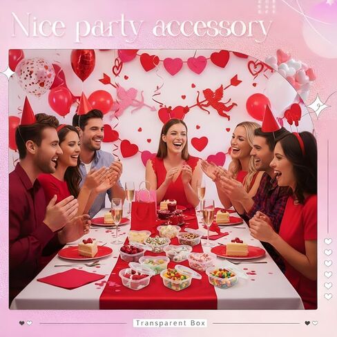 Yinkin 100 Pcs Heart Shaped Storage Containers 5 oz Heart Box Transparent Plastic Heart Containers with Lids Organizer Box for DIY Art Craft Making in Kuwait