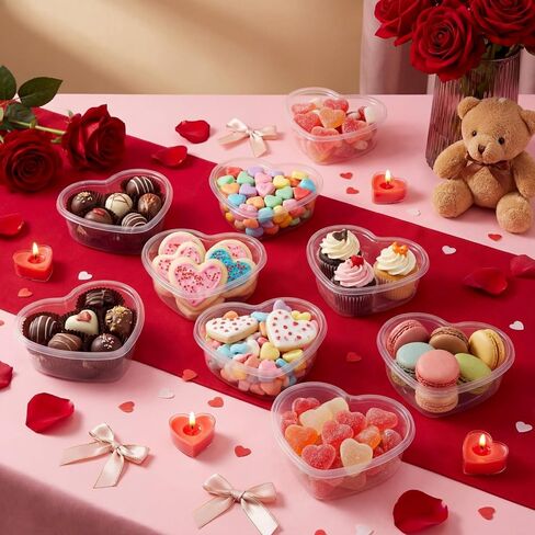 Yinkin 100 Pcs Heart Shaped Storage Containers 5 oz Heart Box Transparent Plastic Heart Containers with Lids Organizer Box for DIY Art Craft Making in Kuwait