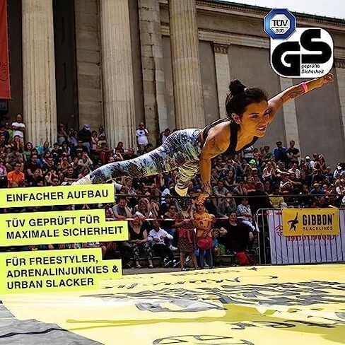 GIBBON Slacklines Jibline with treewear, Black, jumpline, trickline, Advanced, incl. Ratchet Protection and Ratchet with Safety Lock, 2X treewear (Black Felt with Velcro), Perfect Leisure Activity in Kuwait