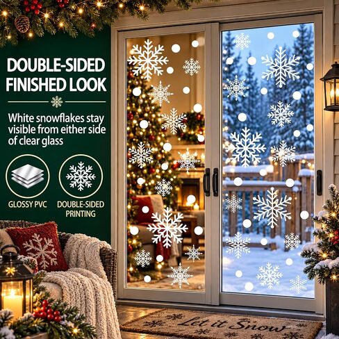 Christmas Snowflakes Window Clings 294pcs Christmas Decorations White Winter Wonderland Snowflake Stickers Decal Holiday Frozen Theme Party Ornaments Supplies for Windows Glass Doors in Kuwait