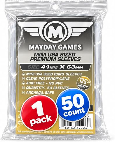 MAYDAY GAMES Mini USA Game Size Premium Sleeves. Size 41mm X 63mm in Kuwait
