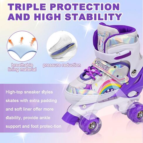 ZHUKAIKJ Roller Skates for Boys and Girls Adjustable Roller Skates for Toddler Kids Roller Skates 4 Sizes with Light up Wheels, for Women and Men in Kuwait