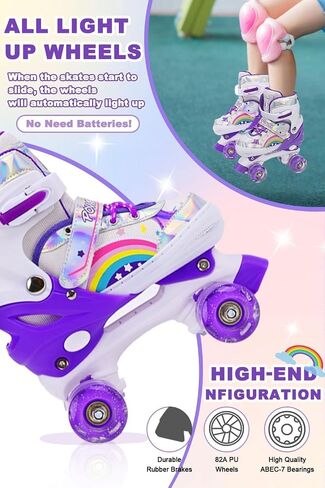 ZHUKAIKJ Roller Skates for Boys and Girls Adjustable Roller Skates for Toddler Kids Roller Skates 4 Sizes with Light up Wheels, for Women and Men in Kuwait
