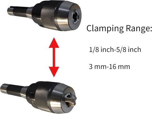 Lzcdelyxiao 1/32" - 1/2" Keyless Drill Chuck 1-13mm with R8 Integral Shank Drawbar Thread 7/16"-20 and APU13 Spanner Wrench Self-tightening Drill Chuck in Kuwait