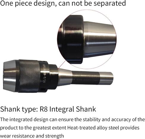 Lzcdelyxiao 1/32" - 1/2" Keyless Drill Chuck 1-13mm with R8 Integral Shank Drawbar Thread 7/16"-20 and APU13 Spanner Wrench Self-tightening Drill Chuck in Kuwait