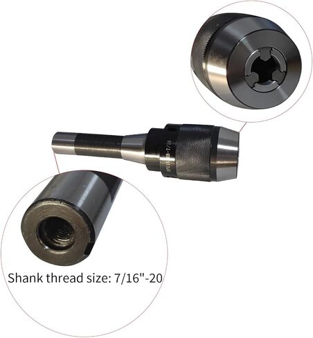 Lzcdelyxiao 1/32" - 1/2" Keyless Drill Chuck 1-13mm with R8 Integral Shank Drawbar Thread 7/16"-20 and APU13 Spanner Wrench Self-tightening Drill Chuck in Kuwait