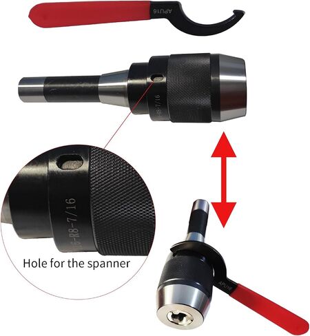 Lzcdelyxiao 1/32" - 1/2" Keyless Drill Chuck 1-13mm with R8 Integral Shank Drawbar Thread 7/16"-20 and APU13 Spanner Wrench Self-tightening Drill Chuck in Kuwait