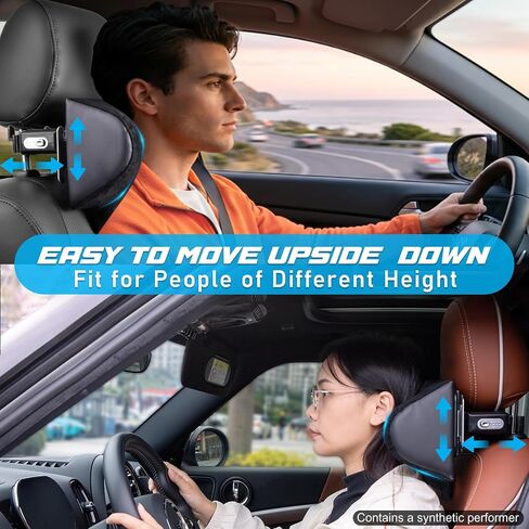 Spurtar Car Headrest Pillow, 360° Adjustable Travel Car Seat Head Support Pillow, Roadtrip Car Neck Pillow for Toddlers Sleeping, Road Trip Essentials for Adults and Kids, Black in Kuwait