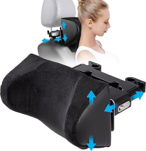 Spurtar Car Headrest Pillow, 360° Adjustable Travel Car Seat Head Support Pillow, Roadtrip Car Neck Pillow for Toddlers Sleeping, Road Trip Essentials for Adults and Kids, Black in Kuwait