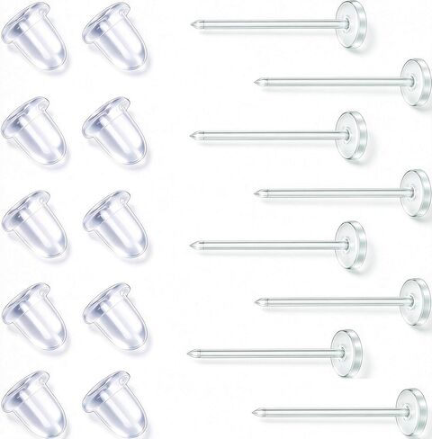 Cooplay 200 Pairs (400PCS) 3mm Invisible Plastic Earrings Blank Pins Stud Tiny Head Findings DIY Supplies Back Post Earnuts Pad Nickel Free in Kuwait