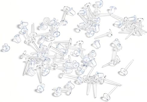 Cooplay 200 Pairs (400PCS) 3mm Invisible Plastic Earrings Blank Pins Stud Tiny Head Findings DIY Supplies Back Post Earnuts Pad Nickel Free in Kuwait