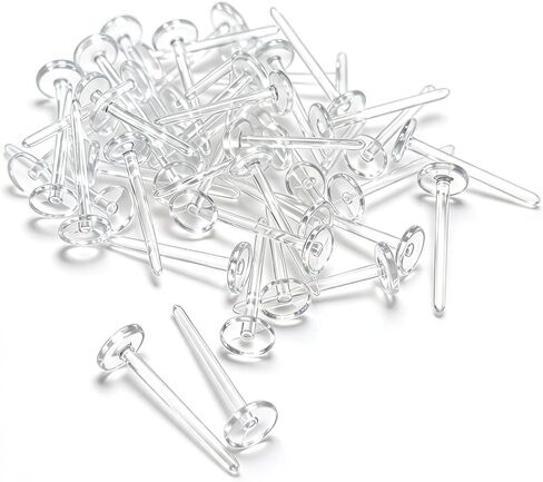 Cooplay 200 Pairs (400PCS) 3mm Invisible Plastic Earrings Blank Pins Stud Tiny Head Findings DIY Supplies Back Post Earnuts Pad Nickel Free in Kuwait