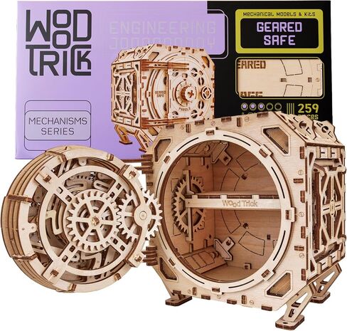 Wood Trick Safe Wooden Model Kit for Adults and Kids to Build - DIY Locker Puzzle Box with Combination - Mechanical - Store Your Precious Items - Heavy Duty Design - 3D Wooden Puzzle in Kuwait