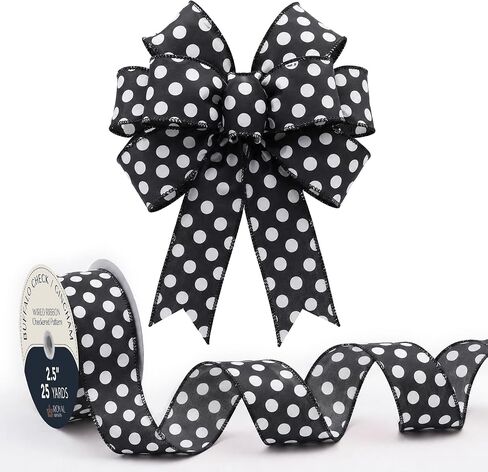 Royal Imports Polka Dot Ribbon, 2.5" (#40) Christmas Ribbon Circle Design for Floral, Craft, Holiday Decoration, 25 Yard Roll (75 FT Spool) - Black/White in Kuwait