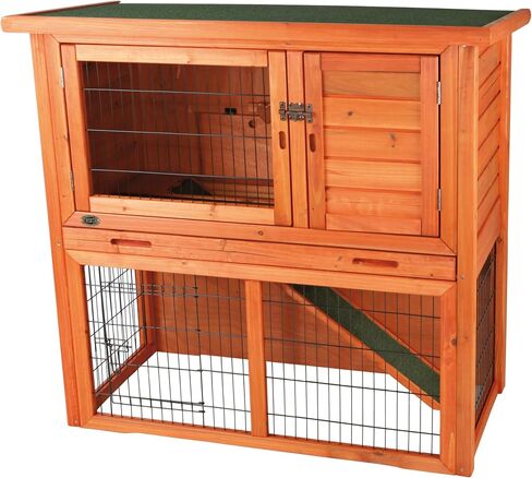 Rabbit Hutch with Sloped Roof (M), Glazed Pine in Kuwait