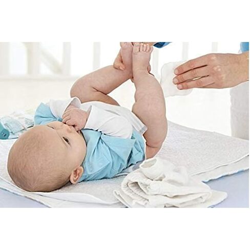 Baby Organic Large Dry Pads 100% Cotton Squares for Baby Care Diapering (120 Count) in Kuwait