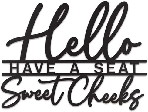 Vivegate Hello Sweet Cheeks لافتة معدنية سوداء لديكور جدار الحمام - 15 بوصة × 11 بوصة ديكور جدار الحمام الأسود الحديث Hello Sweet Cheeks Farmhouse علامات جدارية معدنية لديكور الحمام لتزيين جدار الحمام in Kuwait