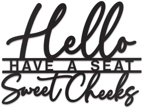 Vivegate Hello Sweet Cheeks لافتة معدنية سوداء لديكور جدار الحمام - 15 بوصة × 11 بوصة ديكور جدار الحمام الأسود الحديث Hello Sweet Cheeks Farmhouse علامات جدارية معدنية لديكور الحمام لتزيين جدار الحمام in Kuwait
