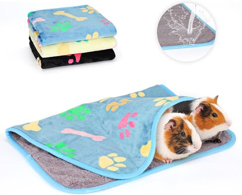 YUEPET 3 Pack Waterproof Guinea Pig Blankets Washable Small Animal Fleece Cage Liners Soft Pet Mat Guinea Pigs Fleece Bedding for Hamster Rabbit Chinchilla Ferret Guinea Pig 23"×16" in Kuwait