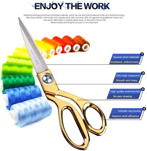 Jasni Liu Tailor Scissors Professional 10.5" Gold Stainless Steel Professional Shears Heavy Duty in Kuwait