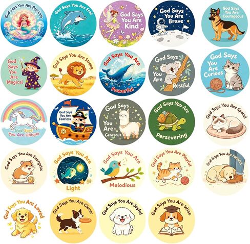 Christian Bible Stickers for Kids - 320Pcs 1.5 in Jesus Stickers Christian Scripture Quotes for Church Activities, Sunday School in Kuwait