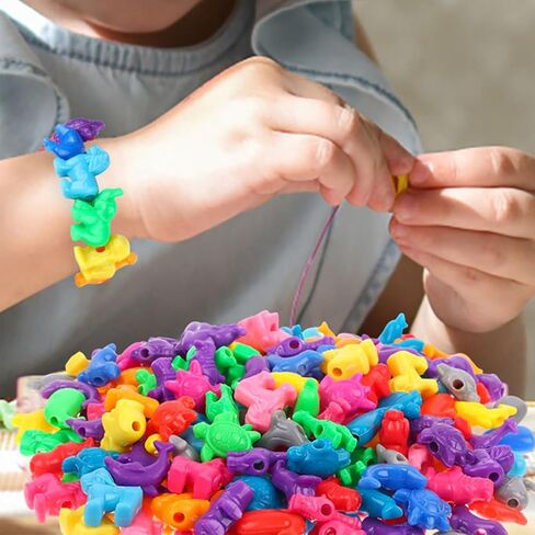 200 Pcs Mixed Animal Shaped Beads Colorful Marine and Jungle Animal Spacer Beads Zoo Animal Plastic Beads Plastic Craft Beads for Kids Crafts DIY Bracelets Necklaces Keychains Jewelry Making, 1 Inch in Kuwait
