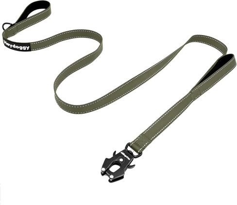 Strong Heavy Duty Dog Leash - 6ft Reflective Nylon Training Leash with Soft Padded Double Handle & Auto Lock Frog Clip - Safety Traffic Control for Large Medium Small Dogs No Pull Walk Black Pink,6ft in Kuwait