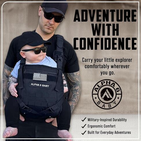 Front Facing Baby Carrier for Dad | Ergonomic Baby Carrier for Men | Infant to Toddler | Military Design Holder with Lumbar Support | Great for Hiking and Travel | MOLLE Compatible | Desert Khaki in Kuwait