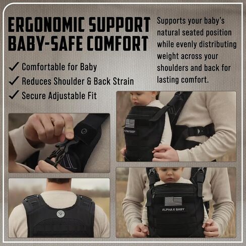 Front Facing Baby Carrier for Dad | Ergonomic Baby Carrier for Men | Infant to Toddler | Military Design Holder with Lumbar Support | Great for Hiking and Travel | MOLLE Compatible | Desert Khaki in Kuwait