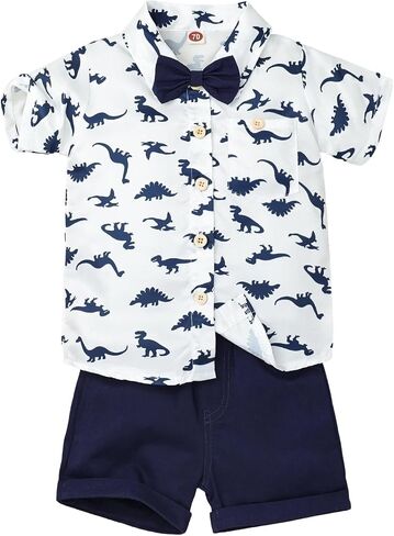 Toddler Baby Boy Clothes Summer Shorts Sets Short Sleeve Dinosaurs Shirt Top + Shorts Set Outfits Set 12 Months-4T in Kuwait