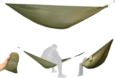 Onewind Camping Hammock, Ultralight Portable Hammock with Adjustable Ridgeline, Outdoor Hammock 20D Ripstop Nylon with 2 * 12Ft Tree Strap, Ideal for Camping, Hiking, Backpacking in Kuwait