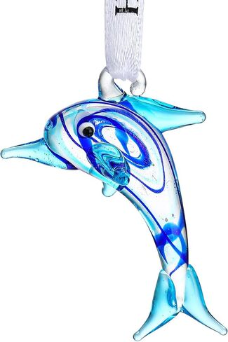 2PCS Blown Glass Seahorse Ornaments,Art Glass Mini Ocean Animals Decorative Hanging Ornaments for Christmas Tree,Beach Party in Kuwait