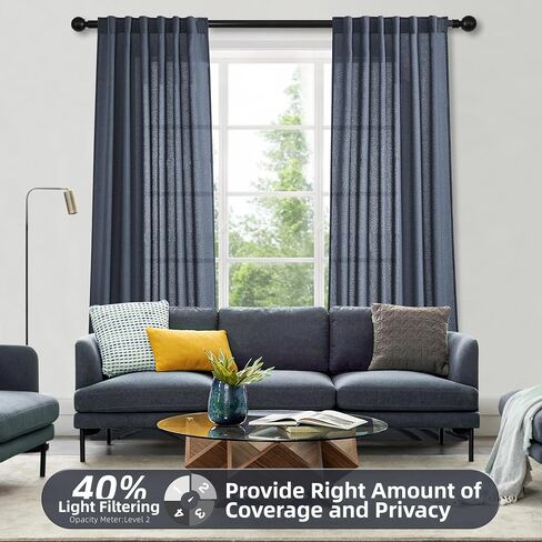 86 Inch Sheer Linen Curtains 2 Panels Light Filtering Back Tab Curtain Drapes for Farmhouse Living Room Rod Pocket Airy Fabric Classic Semi Sheer Curtains 86 Inches Long in Kuwait