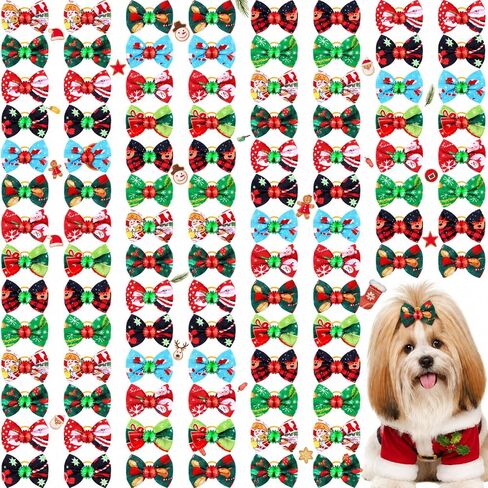 Tondiamo 100 Pack Tie Dye Dog Hair Bows for Dogs Spring Dog Hair Bows with Rubber Bands Puppy Rhinestone Grooming Dog Hair Accessories for Small Girl Dogs in Kuwait
