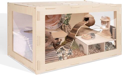 Niteangel Bigger World - MDF Aspen Terrarium for Hamster Gerbils Mice Lemming Degus or Other Small-Sized Pets(30 x 15 x 17.7 inches, Burlywood) in Kuwait