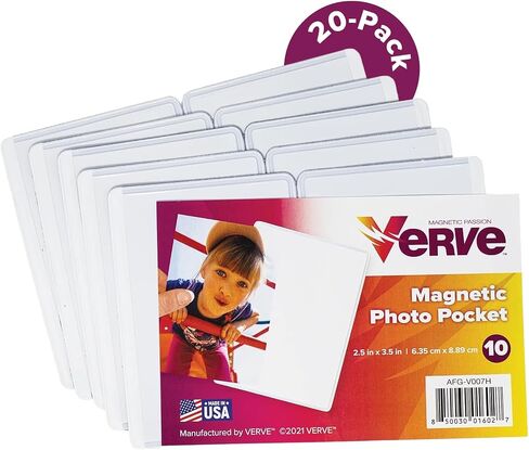 Verve Magnetic Photo Pocket Picture Frames for Refrigerators and Lockers, Holds 2.5 x 3.5 Inch Pictures, 20 Pack in Kuwait