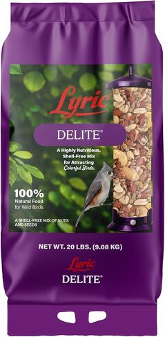 Lyric Delite Wild Bird Seed - No Waste Bird Food Mix with Shell-Free Nuts & Seeds - Attracts Buntings, Chickadees & Finches - 20 lb bag in Kuwait