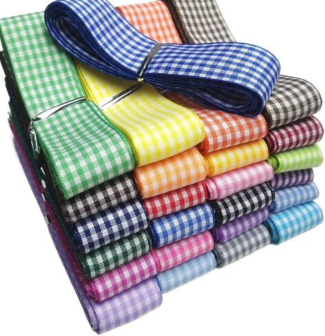 Libiline 50yards 1 Roll 3/8" 10mm Christmas Green Gingham Ribbon Craft DIY Gift Packing Hair Bow Accessory (Christmas Green, 3/8") in Kuwait