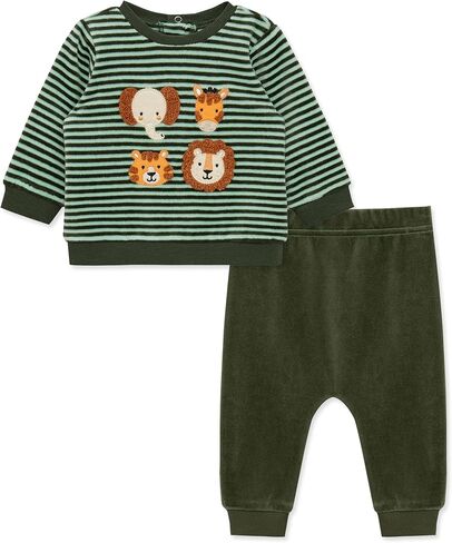 Little Me Clothes for Baby Girl's and Boy's Velour Sweatshirt Tracksuit, Jogger Sets 0-12 Months in Kuwait