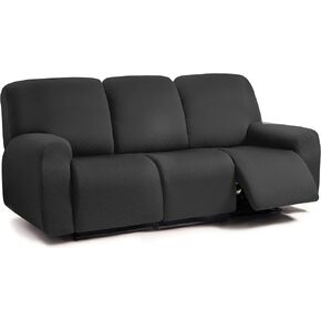 ULTICOR Squared Jacquard Design Extra Wide 75" - 100", Reclining 2 Seater Sofa, Extra Wide 6-Piece Reclining LoveSeat Slipcover, Reclining Sofa Covers, Thick, Soft, Washable (Navy) in Kuwait