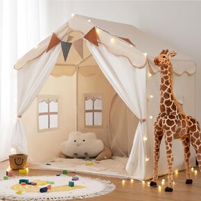Kids Tent, Kids Playhouse 2 in 1 with Padded Mat and String Lights, Besrey Large Play House with 2 Doors & 4 Windows, Kids Play Tent Indoor & Outdoor, Toddler Tent for Kids, 51" x35" x 51" in Kuwait