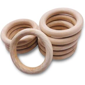30Pcs Unfinished Wooden Rings Natural Wood Rings Without Paint 2.15"(55mm) for Craft DIY Ring Pendant Connectors Jewelry Making in Kuwait