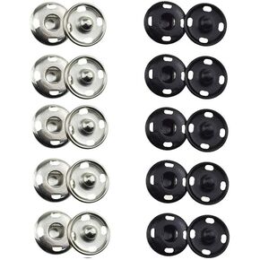 Hao Pro Sew on Snap Button 8,10mm Dia Press Stud Metal Fastener Stay Put Close Clip Tightly Smooth Touch for Sew Clothes DIY Craft Thick Cotton Black Silver 80pcs in Kuwait