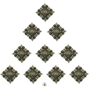 Duolai 10pcs Retro Pattern Carving Square Buttons Craft Purses Leather Decorative Accessories Conchos Snaps Metal Stud Screw Back Rivet DIY Shoes Bag Belt Product Supplies in Kuwait