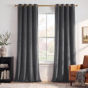 StangH Black Blackout Velvet Curtains 84 inches Long - Grommet Thermal Insulated Curtain Panels Chill Resist Keep Warm for Living Room, Black, W52 x L84 Inches, 2 Pieces in Kuwait