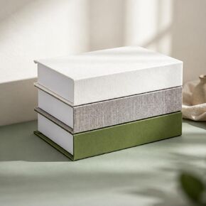 Tioncy 3 Pieces Faux Books for Decorative Modern Book Boxes Decorative Linen Coffee Table Book for DIY Crafts Storage Home Bookshelf Cafe Hotel Decoration Display, 8.6 x 6.1 x 1.8 Inches (Beige) in Kuwait