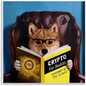 Stupell Industries Crypto For Newbies Funny Dog Reading Book Armchair Canvas Wall Art, Design By Lucia Heffernan in Kuwait