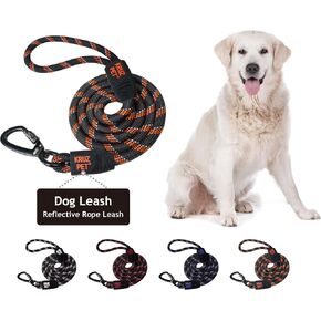 Kruz Reflective Dog Leash - KZROPE5048-01S - Soft Silicone Grip - Click & Lock Snap - Pet Walking, Running, Training - Heavy-Duty, Durable Rope - Security, Control and Comfort - Black - 3/8" x 4 FT in Kuwait