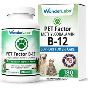 Wonder Laboratories Pet Factor B-12 | Vitamin B-12 in Methylcobalamin Form | Popular in Treatment of EPI in Dogs 180 Capsules in Kuwait